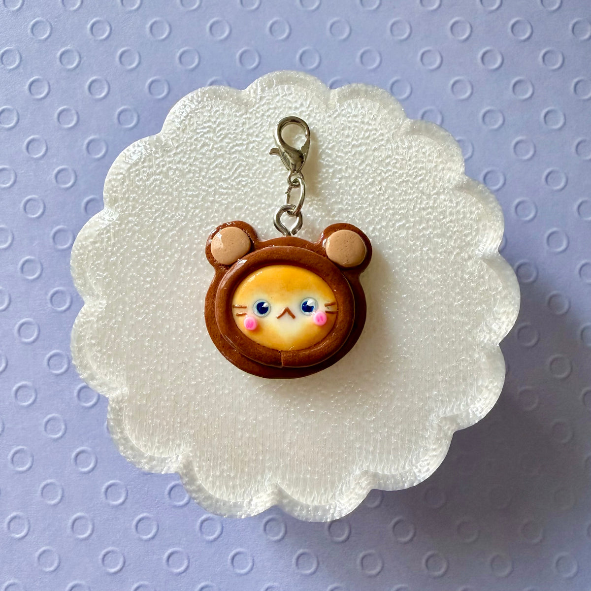 Bear Hat Cat charm