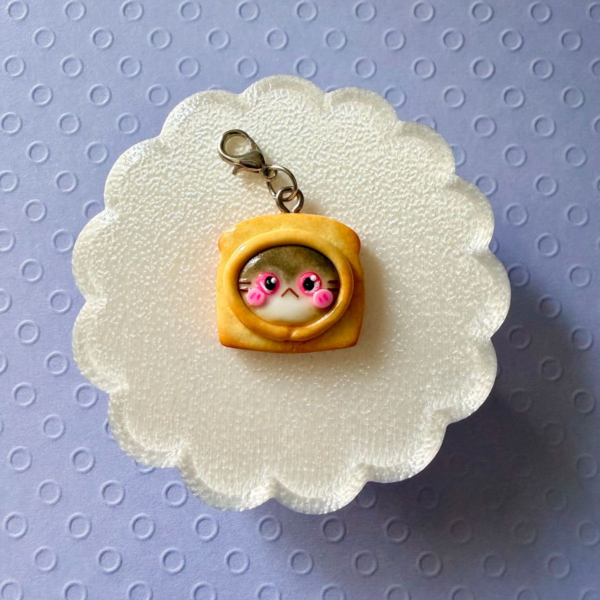 Toast Hat Cat charm